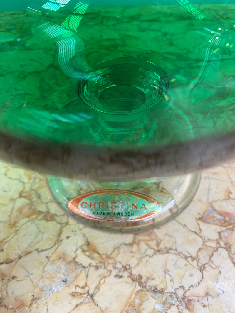 Vintage Swedish Christina Green glass vase in good condition.