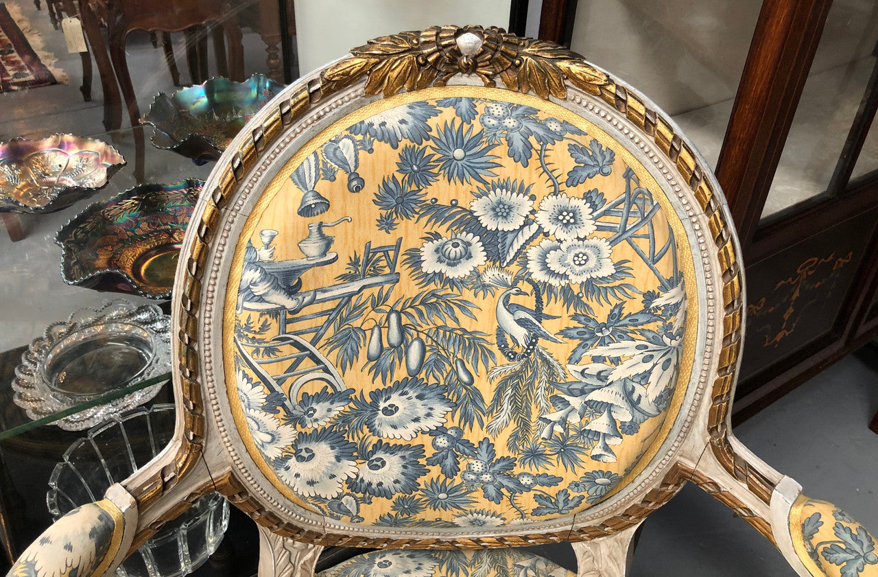 Beautiful Pair of French upholstered Arm chairs | Antique & Vintage | Moonee Ponds Antiques | Australia Wide Delivery
