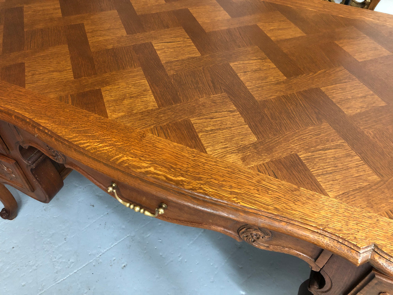 Lovely French oak Louis XVth style desk | Antique & Vintage | Moonee Ponds Antiques | Australia Wide Delivery