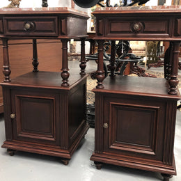 Beautiful Pair of French Dark Oak Bedsides