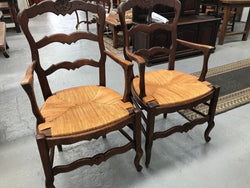 French Pair Of Rush Seat Carver Chairs | Antique & Vintage | Moonee Ponds Antiques | Australia Wide Delivery