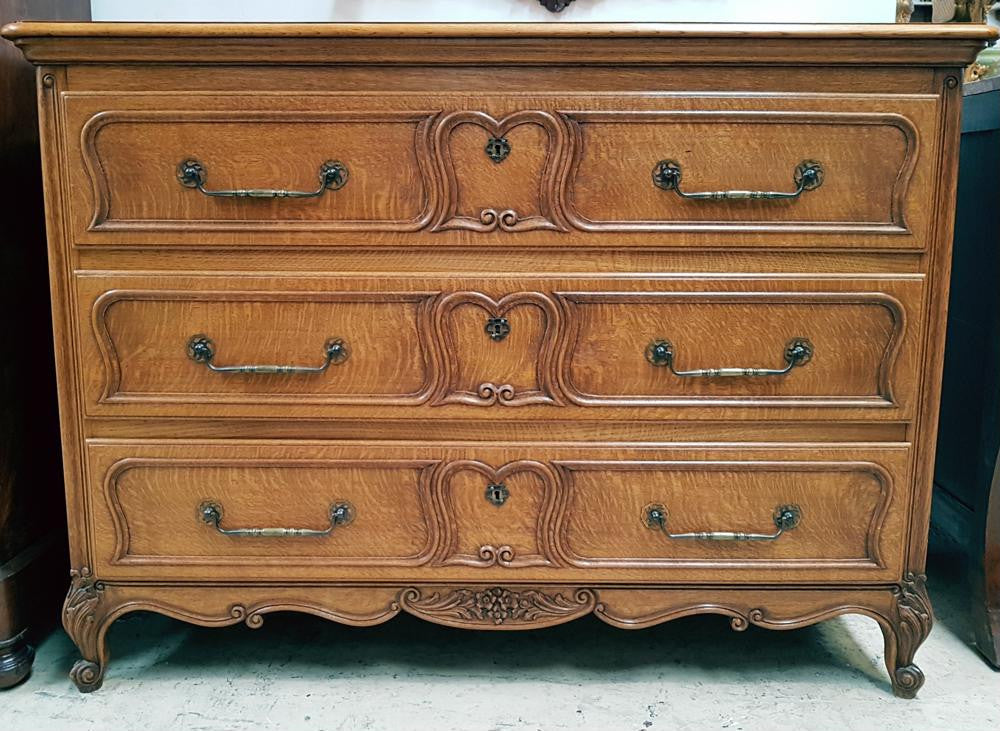 Large French Provincial Oak Chest Of Drawers