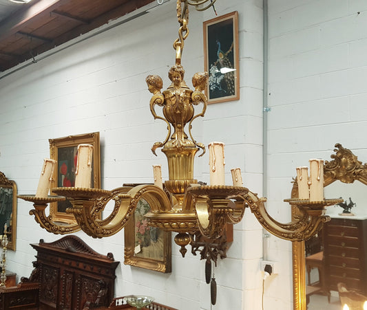 French Napoleon III Gilt Bronze Chandelier