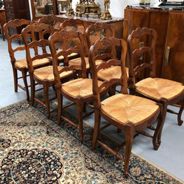 Fabulous Set of 8 French oak Dining Chairs