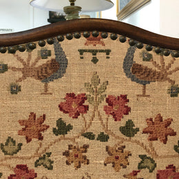 Vintage French Oak 3 fold tapestry covered privacy screen. Tapestry is in good condition with very minor wear and tear.