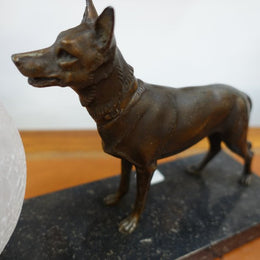 French Cold Painted Spelta Dog Lamp