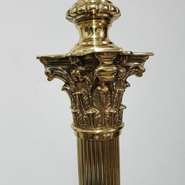 Edwardian Brass and Cast Iron Standard Lamp with Shade