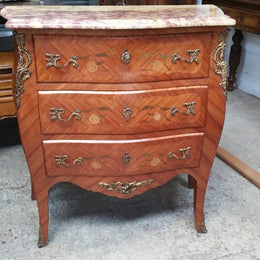 Louis XV Three Drawer Marble Top Commode