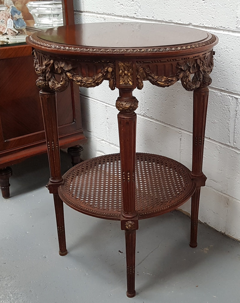 French Louis XVI Style Carved Two Tier Table