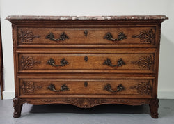 French Louis XV Style Three Drawer Oak Marble Top Commode | Antique & Vintage | Moonee Ponds Antiques | Australia Wide Delivery