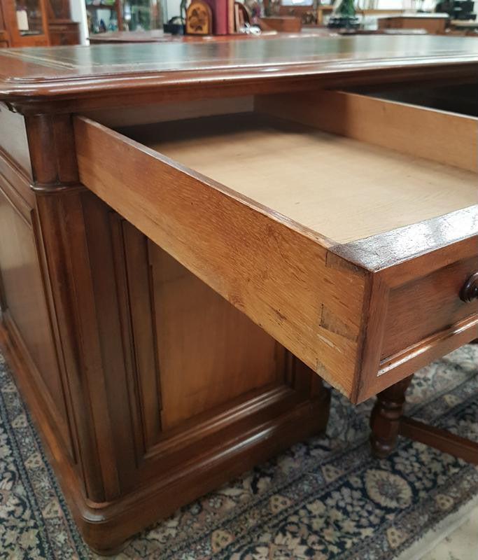 French 19th Century Walnut Pedestal Desk