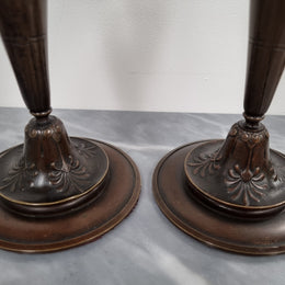 A stunning pair of French Art Nouveau bronze candlesticks. They are of fine quality and in very good condition.