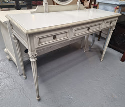 French Louis XVI Style Painted Dresser - Console with Bevilled Oval Mirror | Antique & Vintage | Moonee Ponds Antiques | Australia Wide Delivery