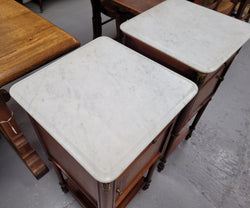 Pair of White Marble Topped Louis 16th Style Bedside Cabinets | Antique & Vintage | Moonee Ponds Antiques | Australia Wide Delivery