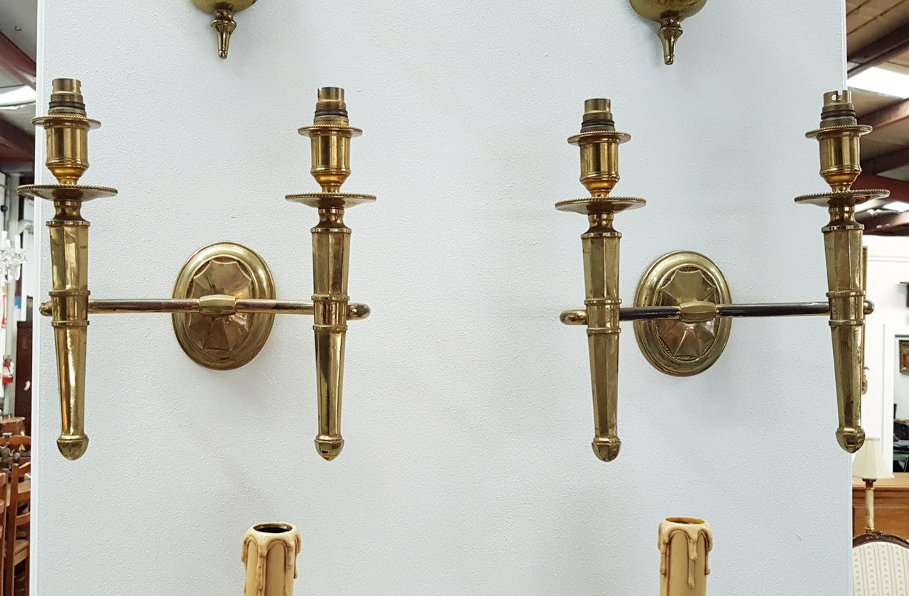 A Pair Of Brass French Empire Style Wall Lights-Sconces