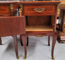 Appealing Louis XV Style Bedside Cabinets with Black Portoro Marble Top & Bronze Mounts | Antique & Vintage | Moonee Ponds Antiques | Australia Wide Delivery