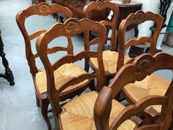 Antique Set of Six French Cherrywood Rush Seat Dining Chair | Antique & Vintage | Moonee Ponds Antiques | Australia Wide Delivery