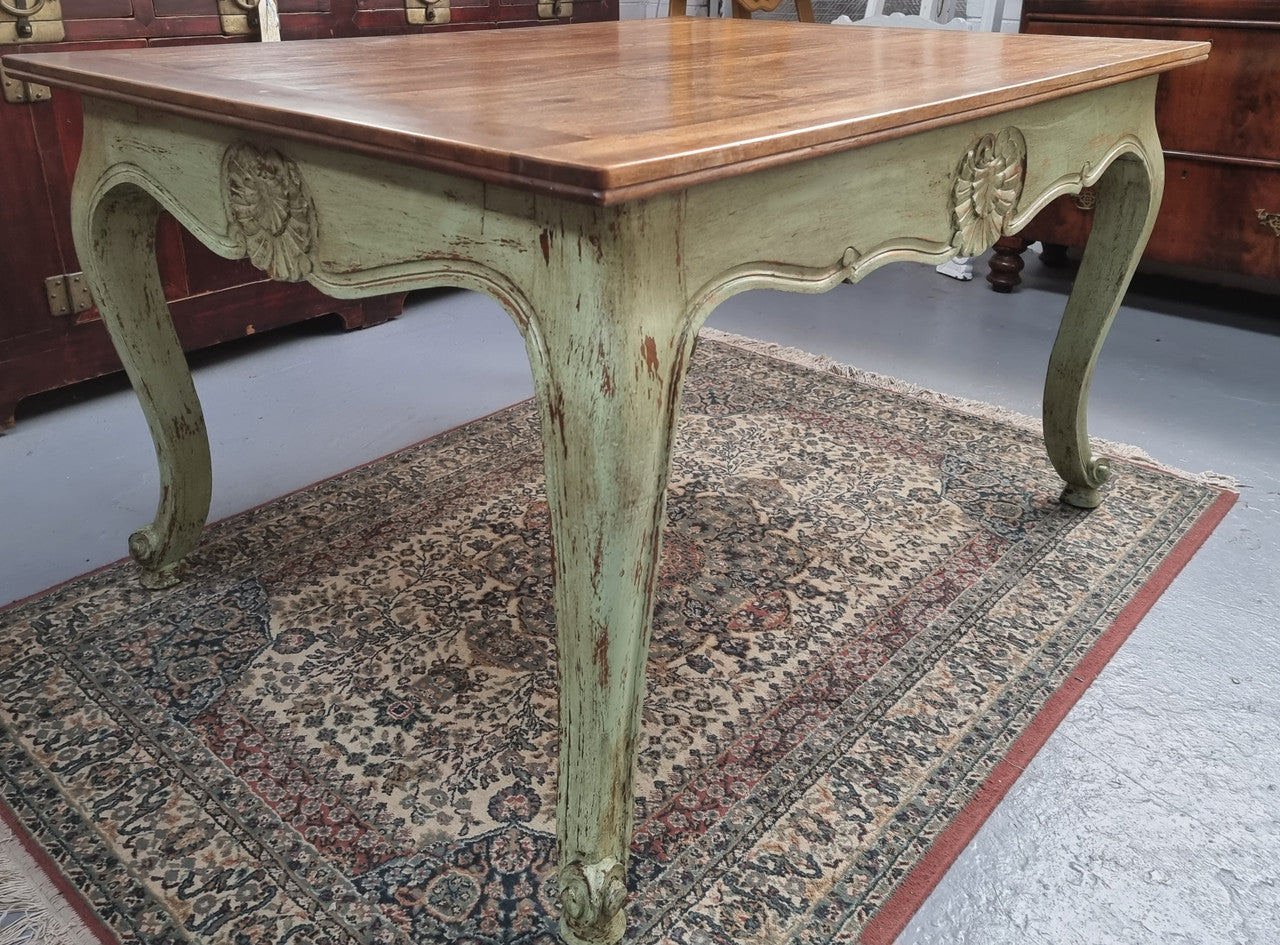 19th Century French Walnut Dining Table With Painted Base