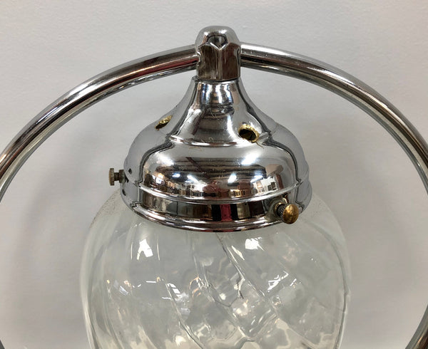 Decorative Art Deco chrome and glass table lamp that has been rewired and is in good original condition.