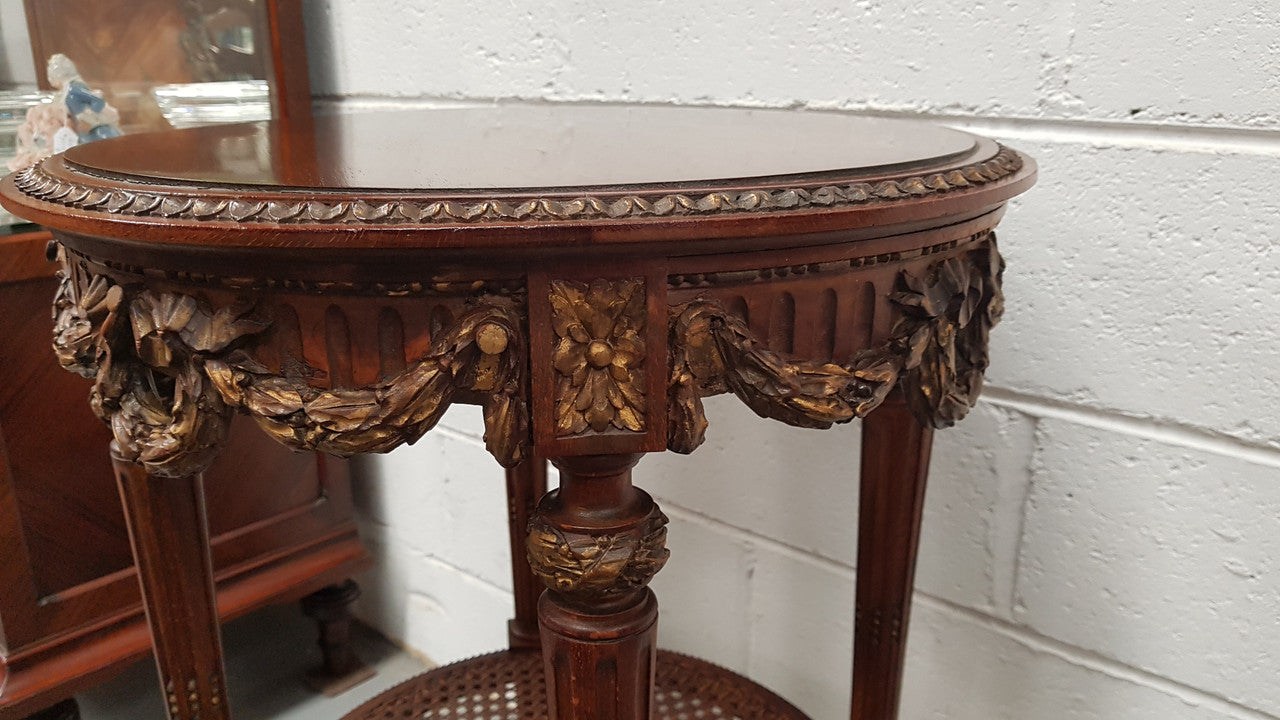 French Louis XVI Style Carved Two Tier Table