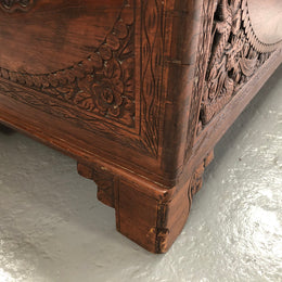 Antique Chinese Carved Camphor Wood Chest