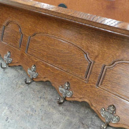 French Oak Carved Wall Mounted Coat-Hat Rack