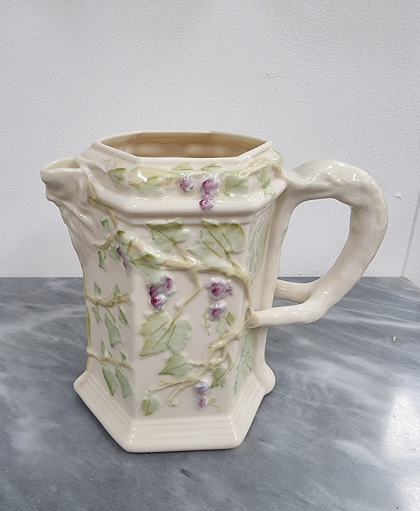 Belleek brown stamp (1980 – 1993) jug with ivy decoration, branch handle and Bacchus spout. It is in good original condition, please view photos as they help form part of the description.