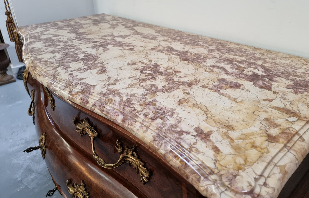Grand French Bombe Shape Rosewood & Walnut Marble Top Commode | Antique & Vintage | Moonee Ponds Antiques | Australia Wide Delivery