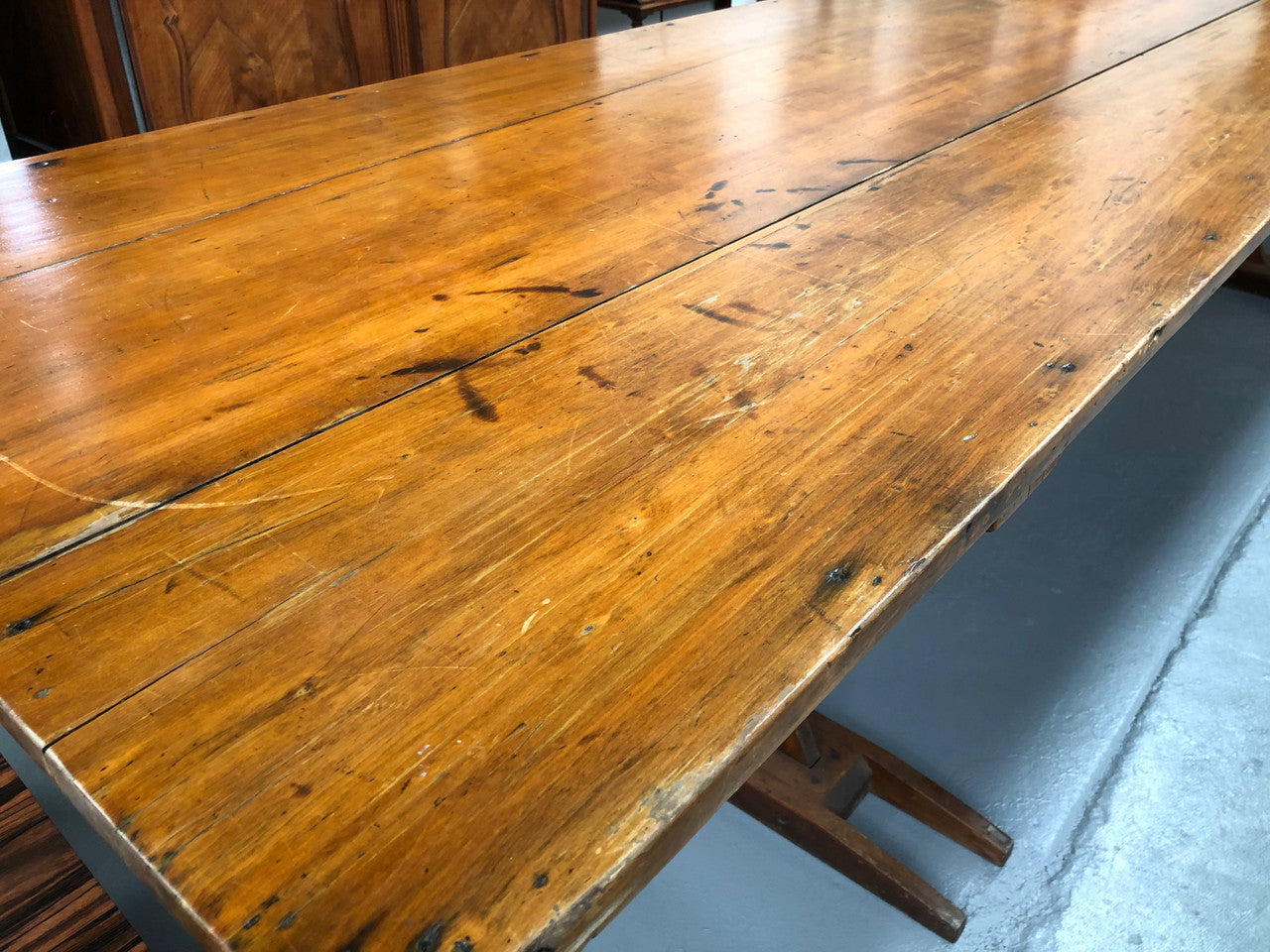 Australian Pine Trestle Style Table | Antique & Vintage | Moonee Ponds Antiques | Australia Wide Delivery