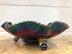 Large Carnival Glass Bowl With Fish Pattern | Antique & Vintage | Moonee Ponds Antiques | Australia Wide Delivery