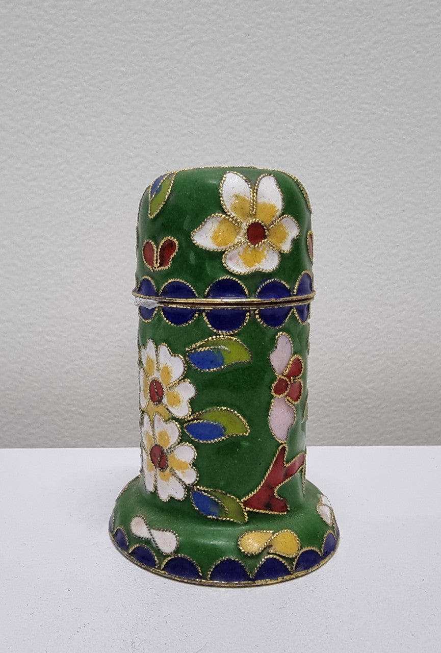 Vintage Cloisonné Toothpick-Match Holder