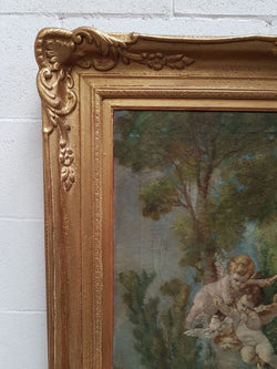 French Romantic Scene Oil Painting On Canvas | Antique & Vintage | Moonee Ponds Antiques | Australia Wide Delivery
