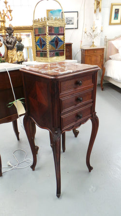 French Rosewood Inset Marble Top Single Bedside Cabinet | Antique & Vintage | Moonee Ponds Antiques | Australia Wide Delivery