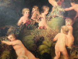 Large French Oil On Canvas Of Romantic Scene With Cherubs | Antique & Vintage | Moonee Ponds Antiques | Australia Wide Delivery