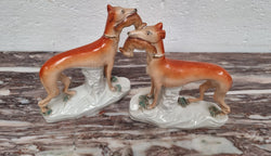 Superb Pair of Staffordshire Pottery Greyhounds | Antique & Vintage | Moonee Ponds Antiques | Australia Wide Delivery