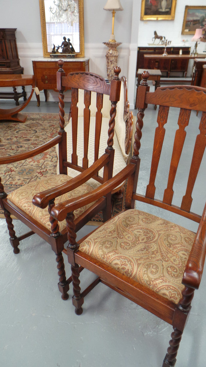 Pair of Oak Jacobean Carver Chairs