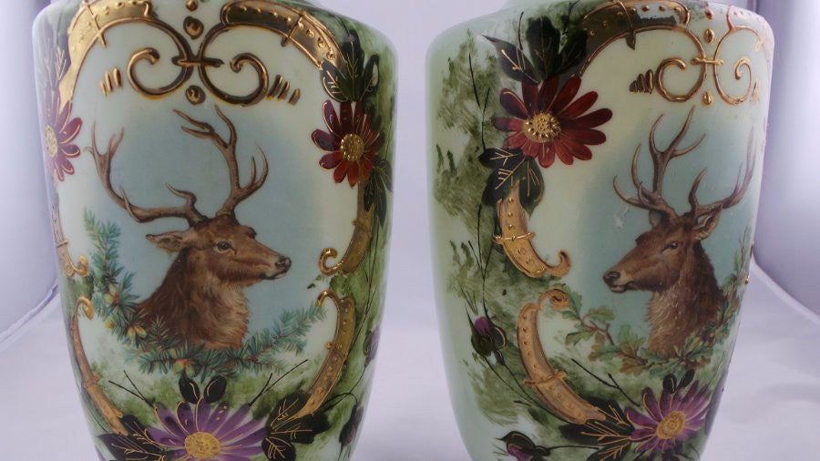 Pair Of Victorian Milk Glass Vases | Antique & Vintage | Moonee Ponds Antiques | Australia Wide Delivery