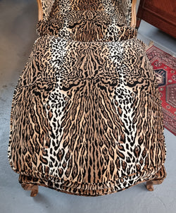 A French Louis XV style Armchair With Leopard Print Upholstery With Matched Footstool | Antique & Vintage | Moonee Ponds Antiques | Australia Wide Delivery