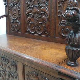 French Oak Carved Hall Seat