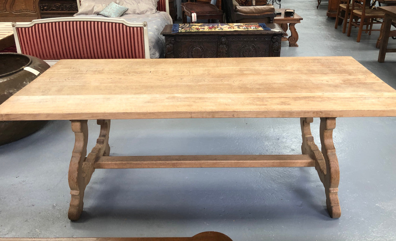 Antique French Bleached Oak  Farmhouse Table