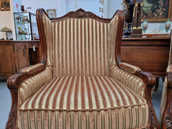 Beautiful Pair of French Style Newly Upholstered Wingback Arm Chairs | Antique & Vintage | Moonee Ponds Antiques | Australia Wide Delivery
