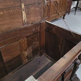 Stunning 18th Century solid French oak Cassone. It has plently of storage space inside along with two drawers at the bottom. It has loads of charter and has been sourced from France. It is in good original detailed condition.