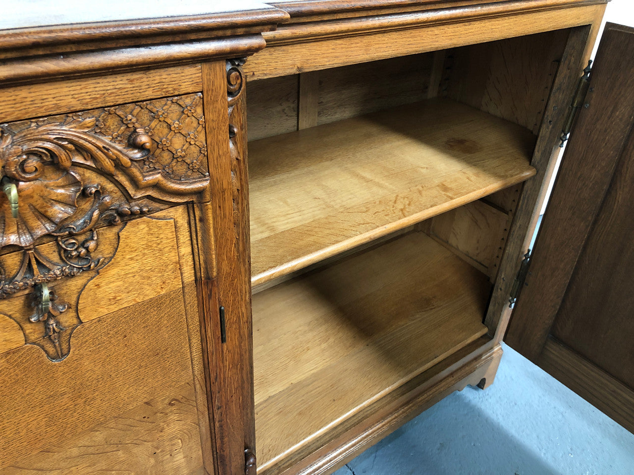 19th Century French Oak Two Drawer Buffet With Beautiful Carvings | Antique & Vintage | Moonee Ponds Antiques | Australia Wide Delivery
