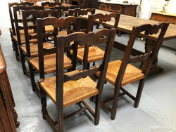 Set of 10 French Fruitwood Rush Seat Dining Chairs | Antique & Vintage | Moonee Ponds Antiques | Australia Wide Delivery