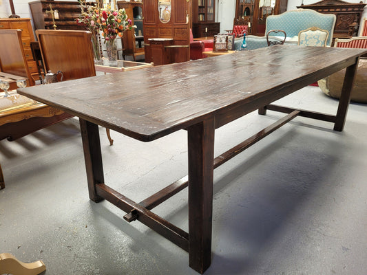 Vintage rustic reclaimed Fruit Wood farmhouse dining table. Great size at 2.9 meters long and 95 cm wide, can sit comfortable 10-12 people. In good original detailed condition.