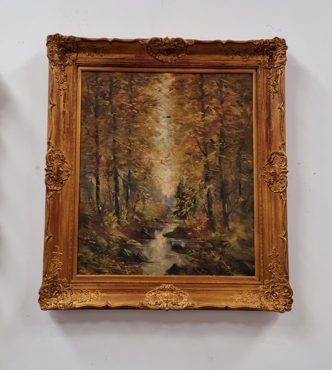 French Signed Oil On Canvas Depicting Impressionist Landscape In Gilt Frame