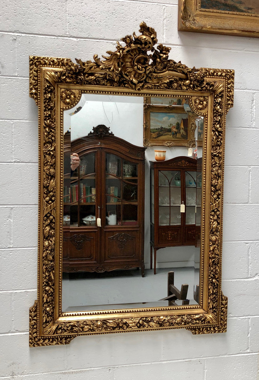 Antique French 19th Century Gilt & Floral Wall-Mantle Mirror | Antique & Vintage | Moonee Ponds Antiques | Australia Wide Delivery