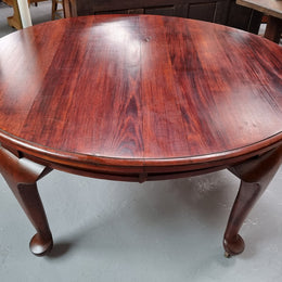 Australian Blackwood Fixed Oval Dining Table with Queen Anne Legs and Castors