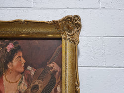 French Signed "The Serenade" Oil On Canvas Painting | Antique & Vintage | Moonee Ponds Antiques | Australia Wide Delivery
