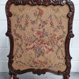Attractive Carved Wooden Framed Fire Screen featuring Tapestry.  In good detailed condition.